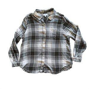 Lucky Brand Women’s Plaid Shirt - Green and Cream Size Extra Large XL